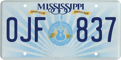 MS license plate OJF837