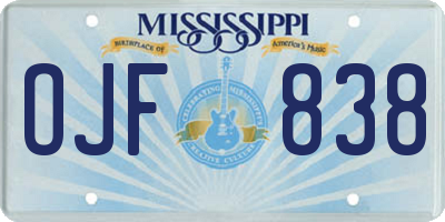 MS license plate OJF838
