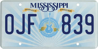 MS license plate OJF839