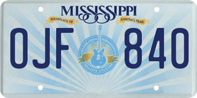 MS license plate OJF840