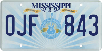 MS license plate OJF843