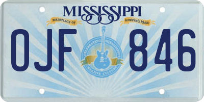 MS license plate OJF846