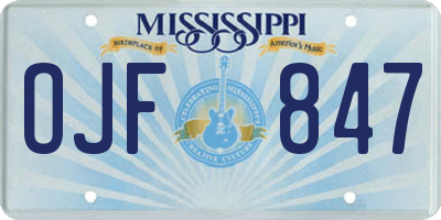 MS license plate OJF847