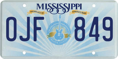 MS license plate OJF849