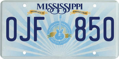 MS license plate OJF850