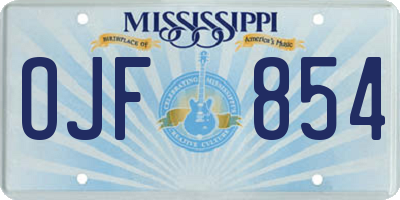 MS license plate OJF854