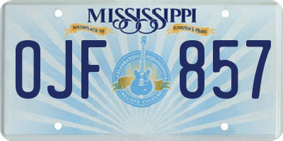 MS license plate OJF857