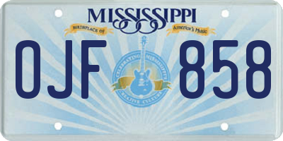 MS license plate OJF858