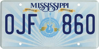 MS license plate OJF860