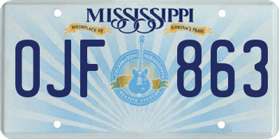 MS license plate OJF863