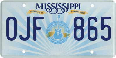 MS license plate OJF865