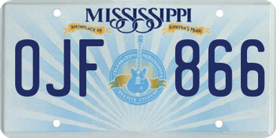 MS license plate OJF866