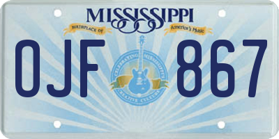 MS license plate OJF867