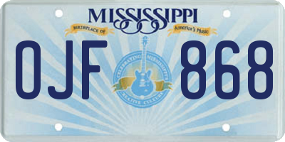 MS license plate OJF868