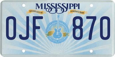 MS license plate OJF870
