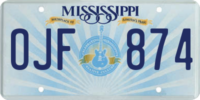 MS license plate OJF874
