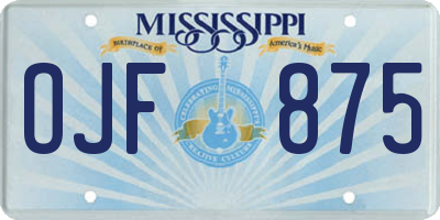 MS license plate OJF875