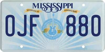 MS license plate OJF880