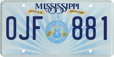 MS license plate OJF881