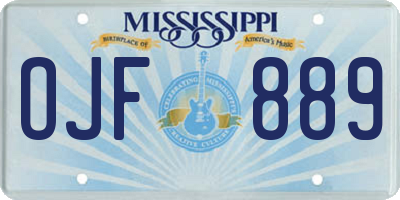 MS license plate OJF889