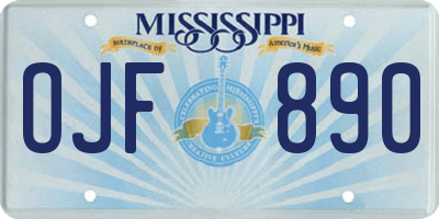 MS license plate OJF890