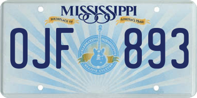 MS license plate OJF893