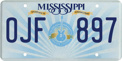 MS license plate OJF897