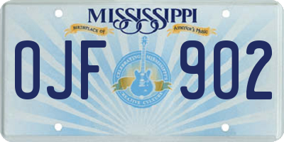 MS license plate OJF902