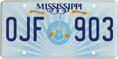 MS license plate OJF903