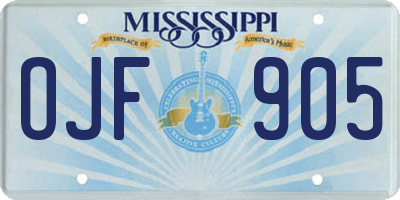 MS license plate OJF905