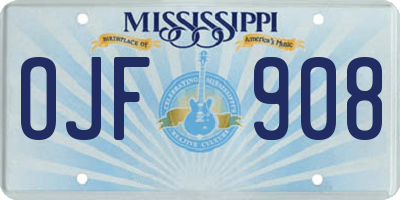 MS license plate OJF908