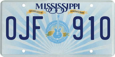 MS license plate OJF910