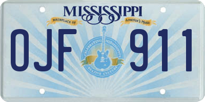 MS license plate OJF911