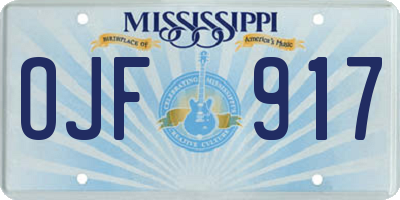 MS license plate OJF917