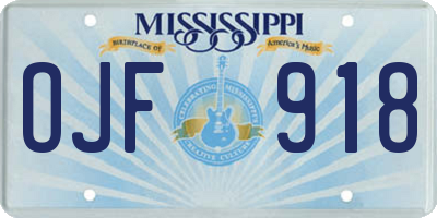 MS license plate OJF918
