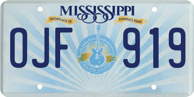 MS license plate OJF919