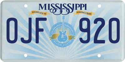 MS license plate OJF920