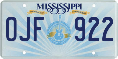 MS license plate OJF922