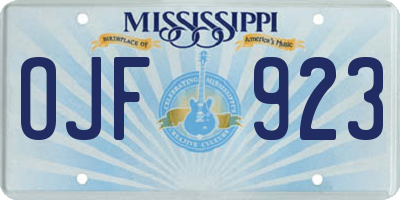 MS license plate OJF923