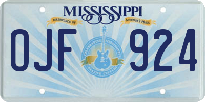 MS license plate OJF924