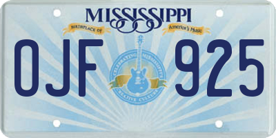 MS license plate OJF925