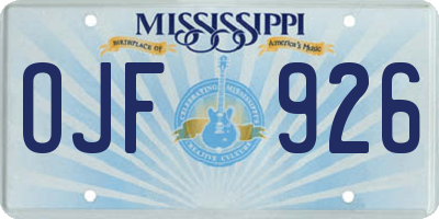 MS license plate OJF926