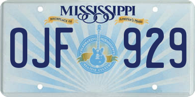 MS license plate OJF929