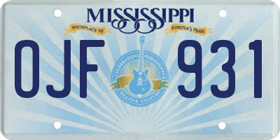 MS license plate OJF931