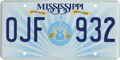 MS license plate OJF932
