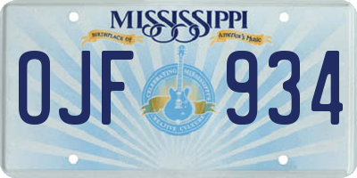MS license plate OJF934