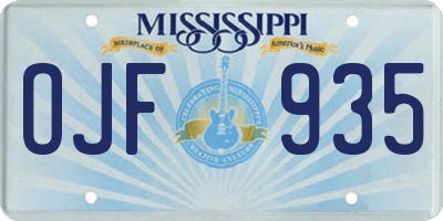 MS license plate OJF935