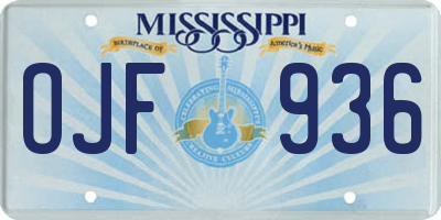 MS license plate OJF936