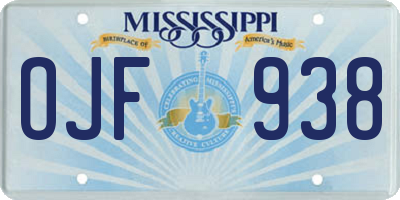 MS license plate OJF938