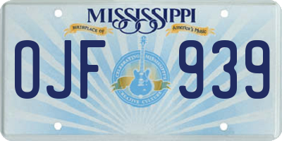 MS license plate OJF939